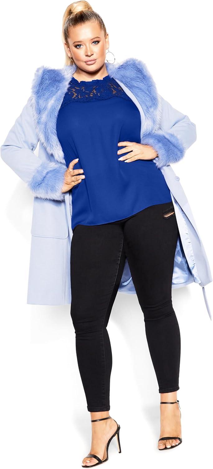 image:imageCity Chic Womens Plus Size Lace Angel Elbow Sleeve TopLapis
