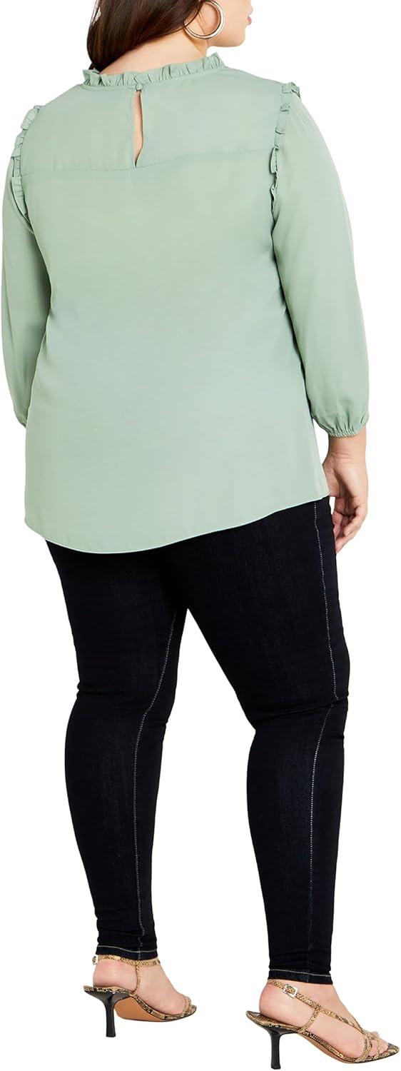 image:imageCity Chic Womens Plus Size Lace Angel Elbow Sleeve TopSage