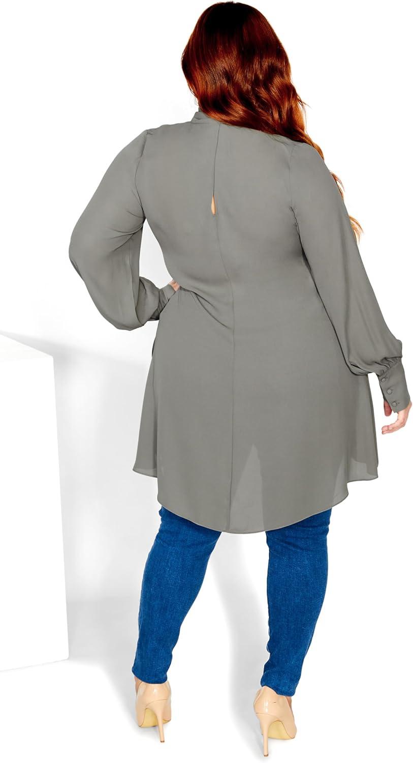 image:imageCity Chic Womens Plus Size Neck Tie TunicFern