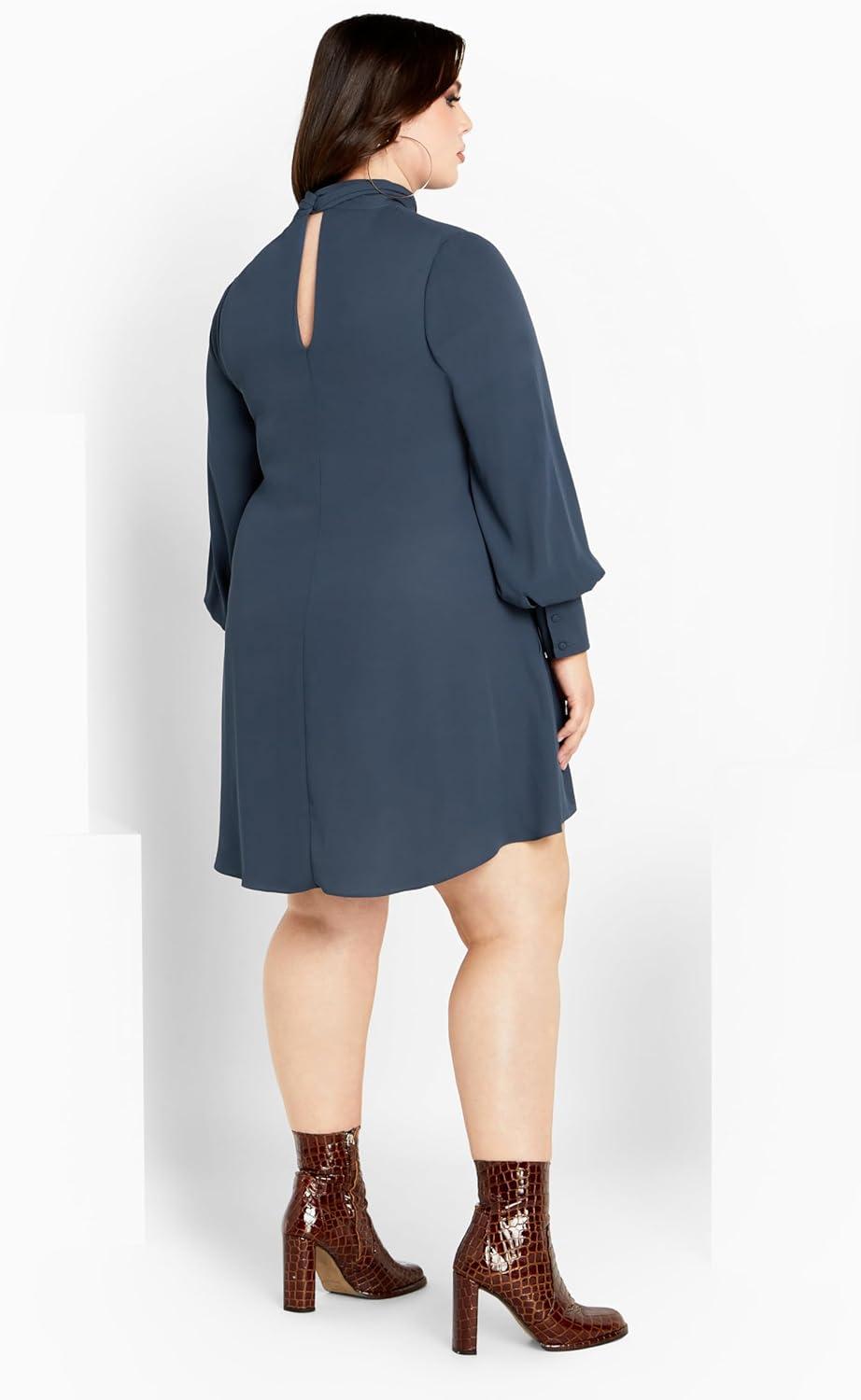 image:imageCity Chic Womens Plus Size Neck Tie TunicNavy