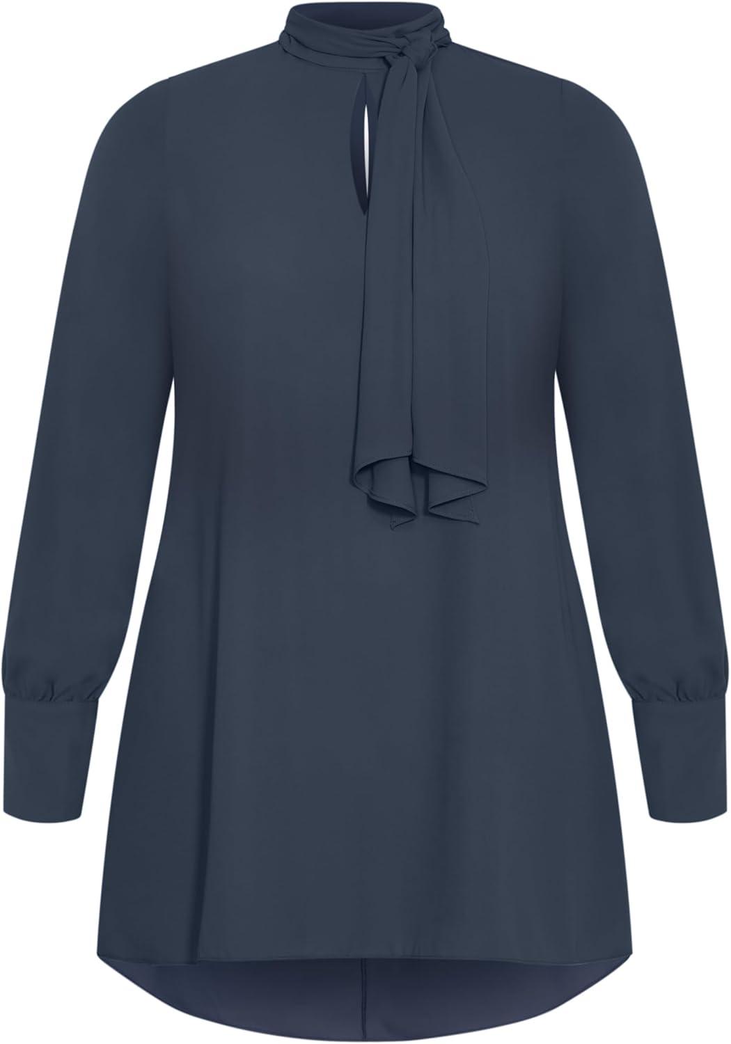 image:imageCity Chic Womens Plus Size Neck Tie TunicNavy