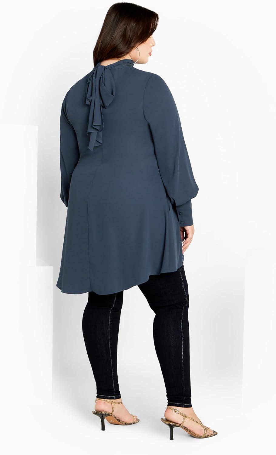 image:imageCity Chic Womens Plus Size Neck Tie TunicNavy
