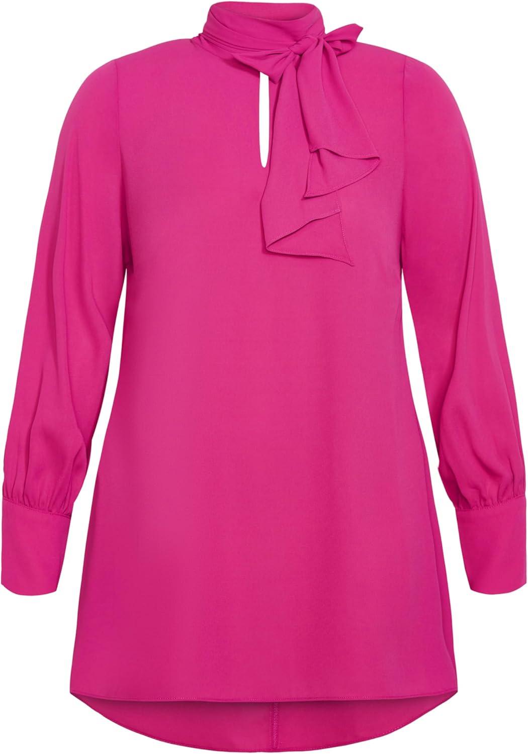 image:imageCity Chic Womens Plus Size Neck Tie TunicSangria
