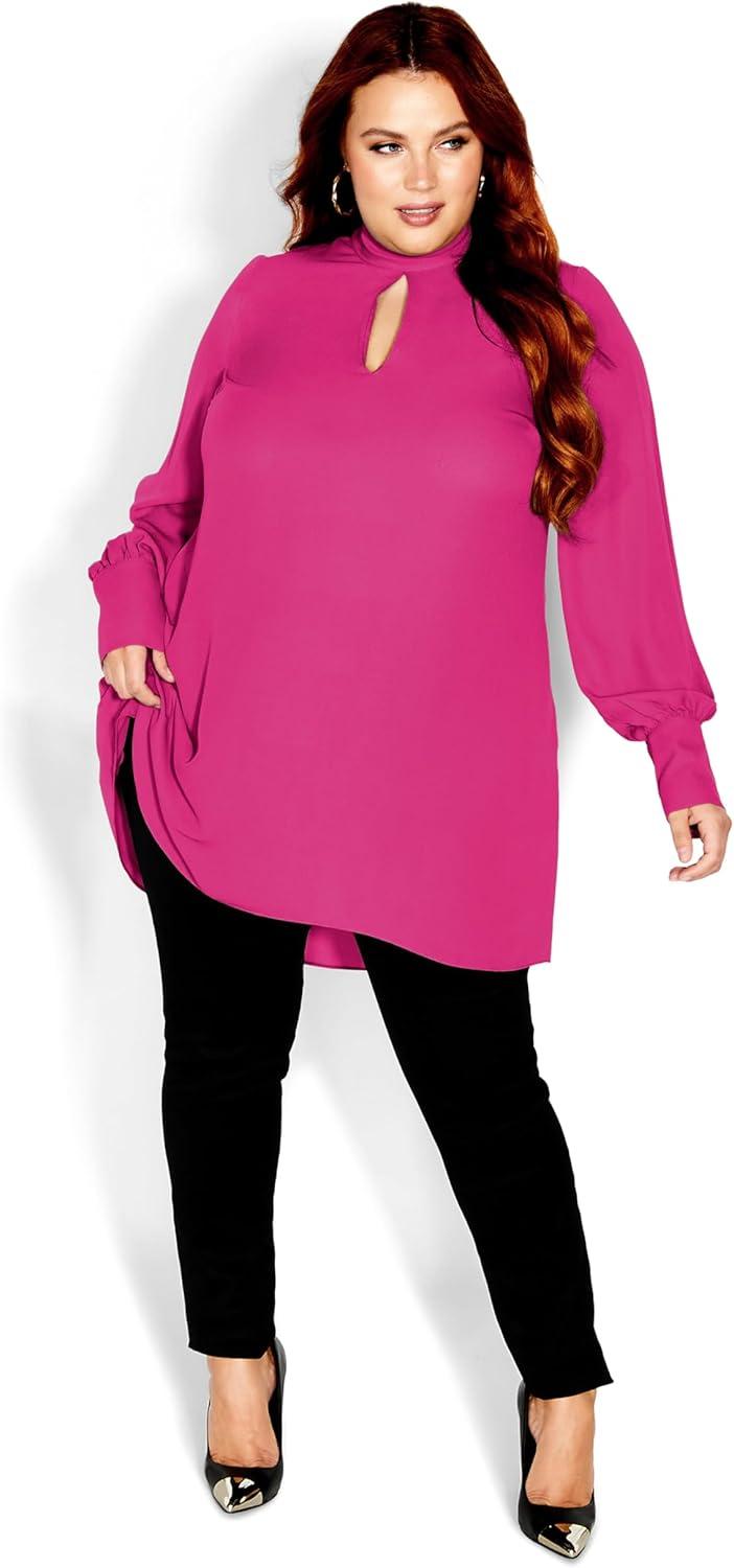 image:imageCity Chic Womens Plus Size Neck Tie TunicSangria