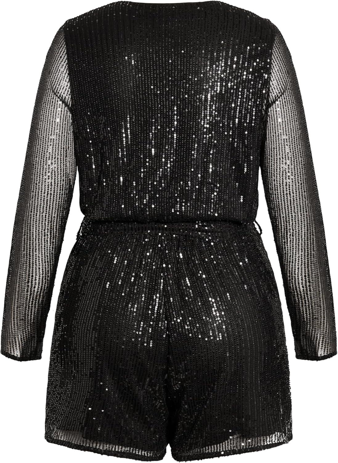 image:imageCity Chic Womens Plus Size Sequin PlaysuitBlack
