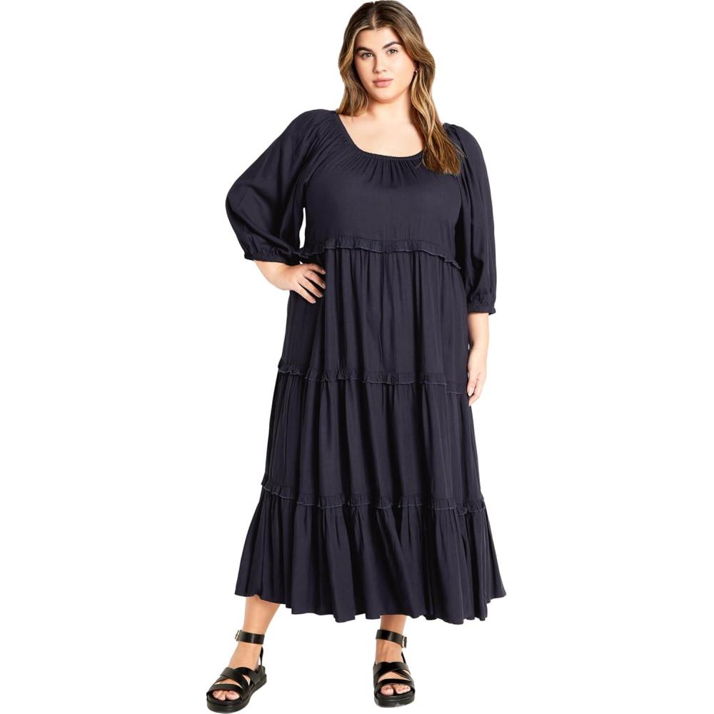 image:imageCity Chic Womens Plus Size Heather Tier DressNavy