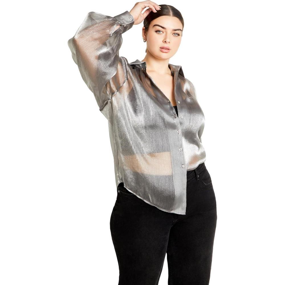 image:imageCity Chic Womens Plus Size Shirt IlianaGunmetal