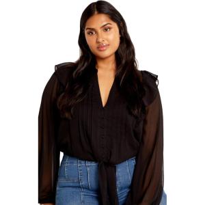 City Chic Women’s Citychic Plus Size Shirt Melina(Black)