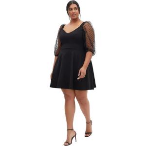 City Chic Women’s Dress – Asher Spot Sleeve(Black)