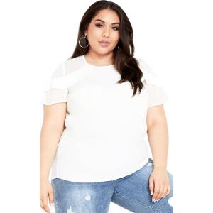 City Chic Women’s Plus Size Clara Frill Overlay Top(Ivory)