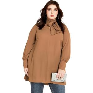 City Chic Women’s Plus Size Neck Tie Tunic(Caramel)