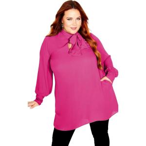 City Chic Women’s Plus Size Neck Tie Tunic(Sangria)
