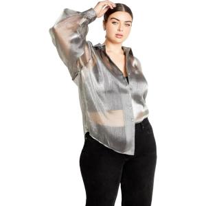 City Chic Women’s Plus Size Shirt – Iliana(Gunmetal)