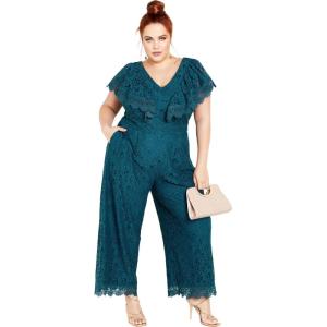 City Chic Women’s Plus Size Sylvia Jumpsuit(Teal)
