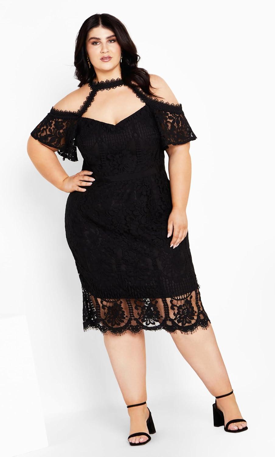 image:imageCity Chic Plus Size Dress Pippa Lace DressBlack