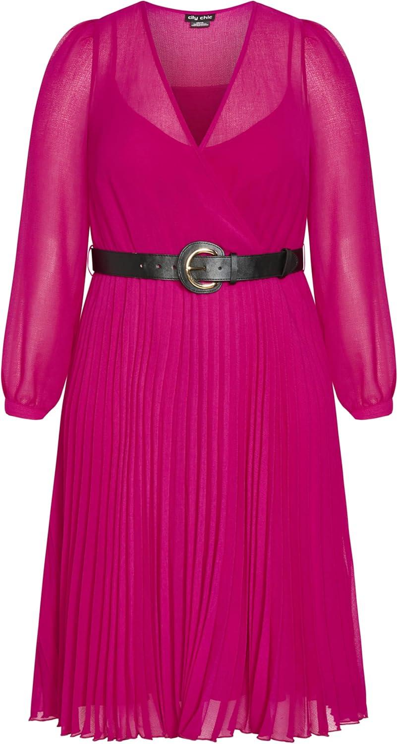 image:imageCity Chic Womens Plus Size Dress Precious PleatSangria