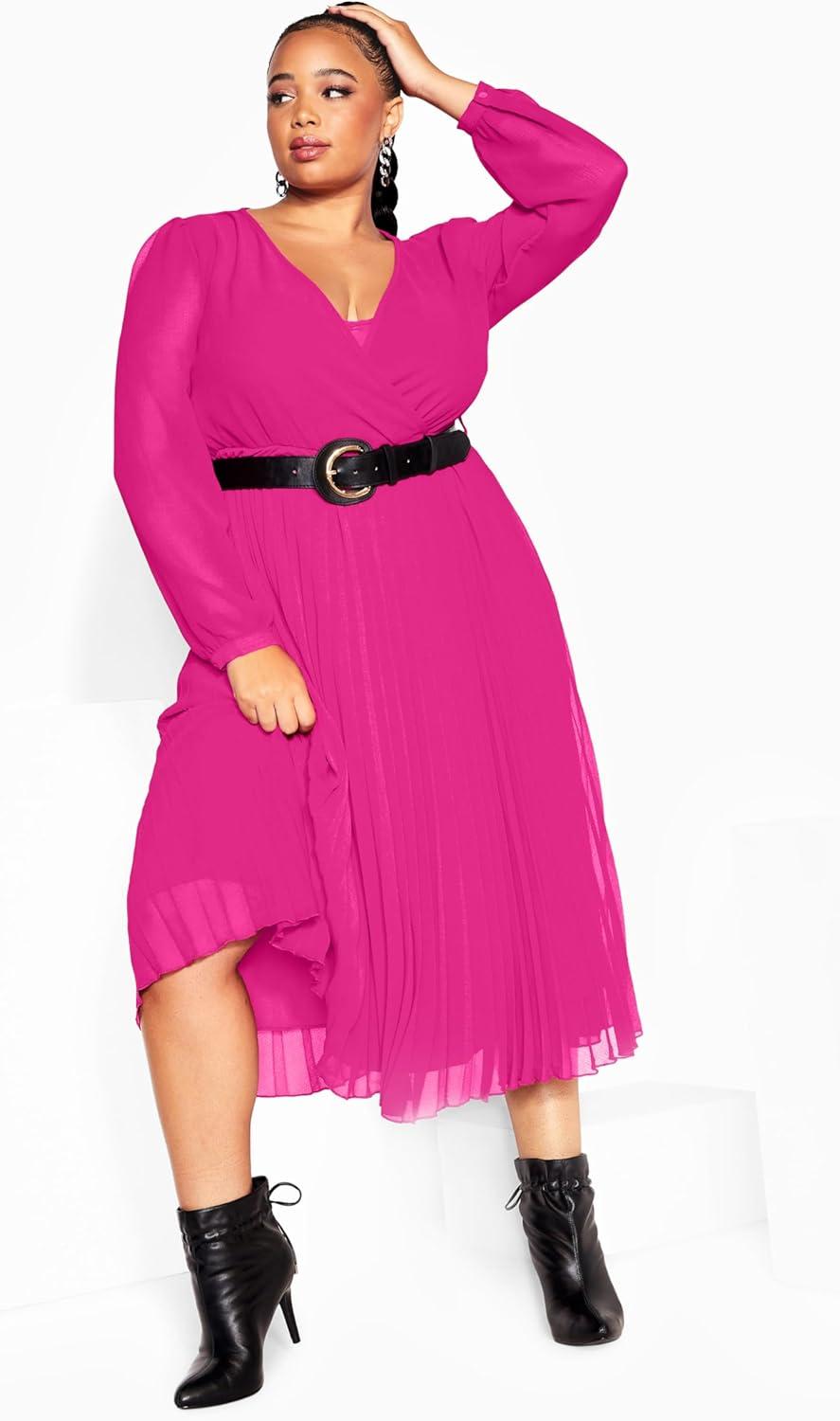 image:imageCity Chic Womens Plus Size Dress Precious PleatSangria