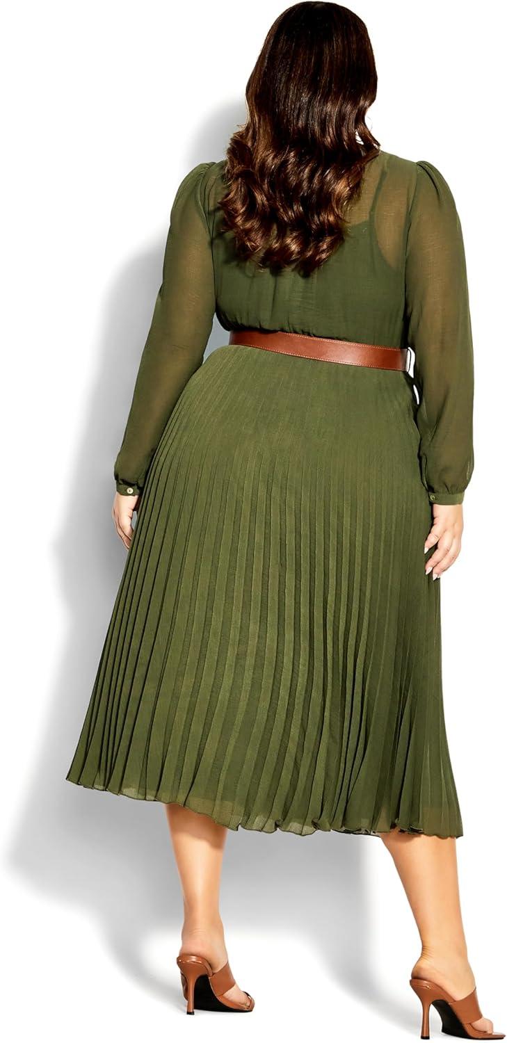 image:imageCity Chic Womens Plus Size Dress Love PleatOlive