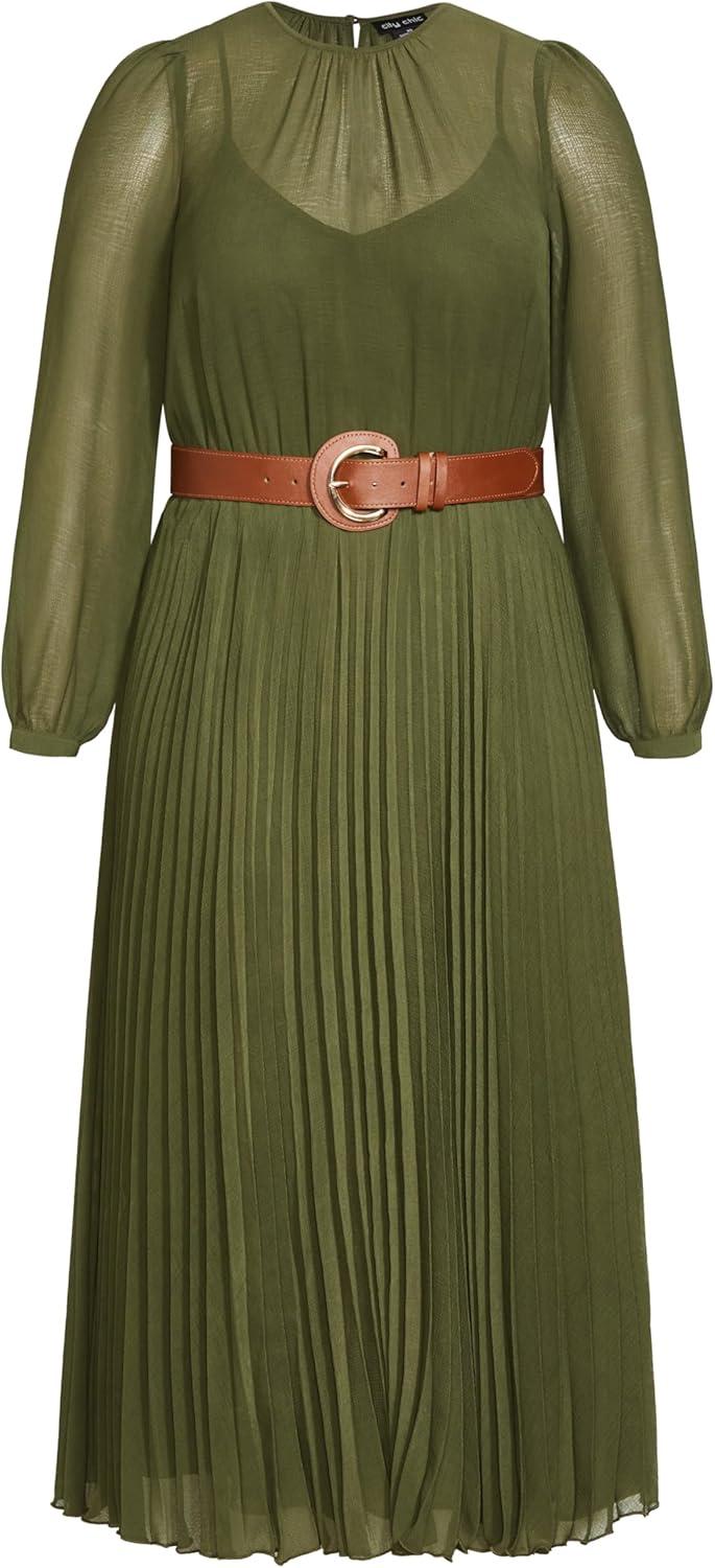image:imageCity Chic Womens Plus Size Dress Love PleatOlive