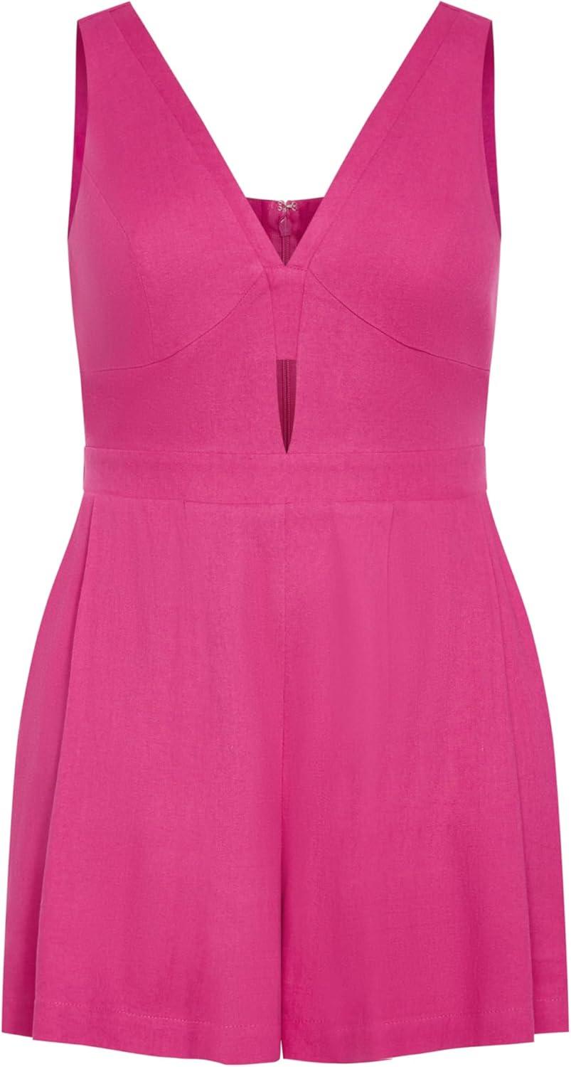 image:imageCity Chic Womens Plus Size Playsuit Everlee Sleeveless KeyholeLilac Rose