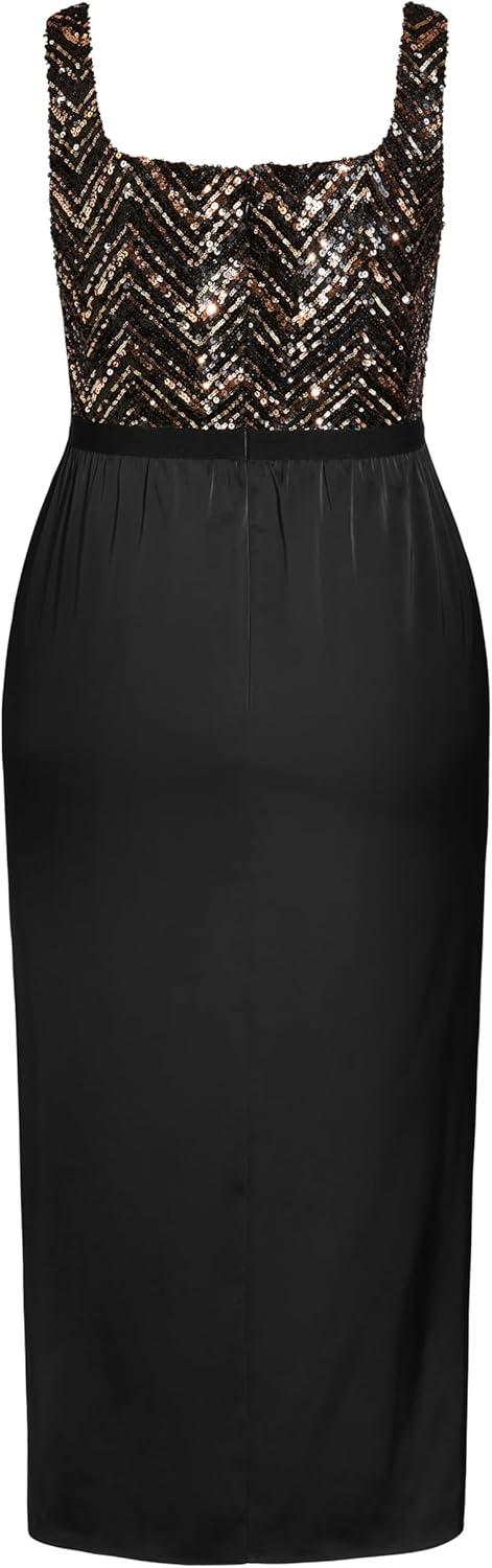 image:imageCity Chic Womens Plus Size Sequin Bodice DressBronze