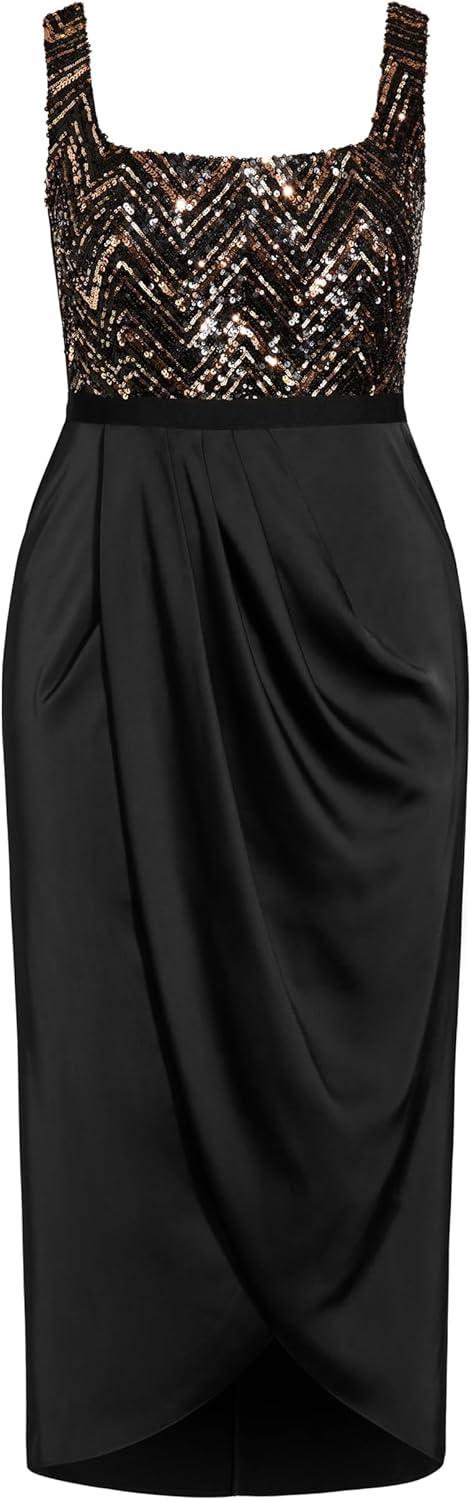 image:imageCity Chic Womens Plus Size Sequin Bodice DressBronze