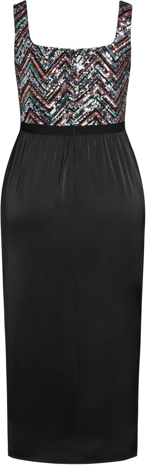 image:imageCity Chic Womens Plus Size Sequin Bodice DressMulti