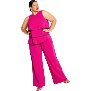 City Chic Plus Size Jumpsuit, Alexis Jumpsuit(Lipstick Pink)