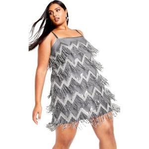 City Chic Women’s Dress – Sequin Fever(Silver)