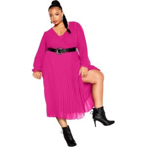 City Chic Women’s Plus Size Dress – Precious Pleat(Sangria)