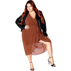 City Chic Women’s Sexy Tie Dress(Ginger)