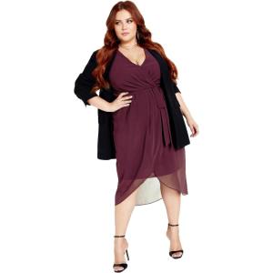 City Chic Women’s Sexy Tie Dress(Spiced Plum)