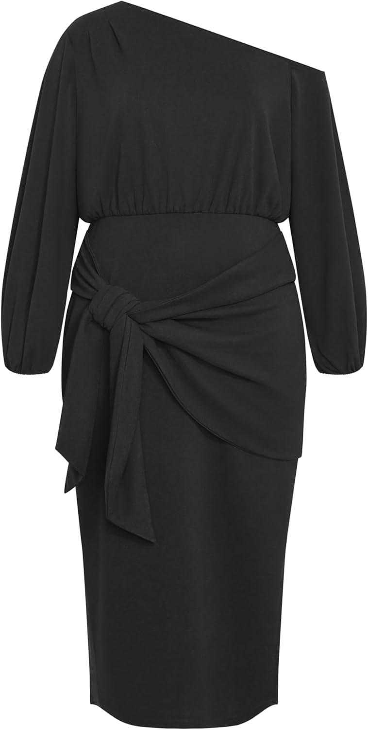 image:imageCity Chic Womens Cocktail Dress Alysia Tie Front MidiBlack