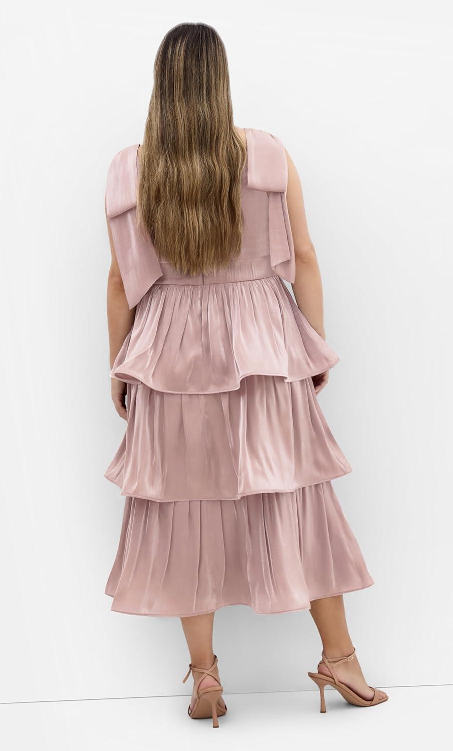 image:imageCity Chic Womens Plus Size Cocktail Dress Betty Bow MidiPink Champagne