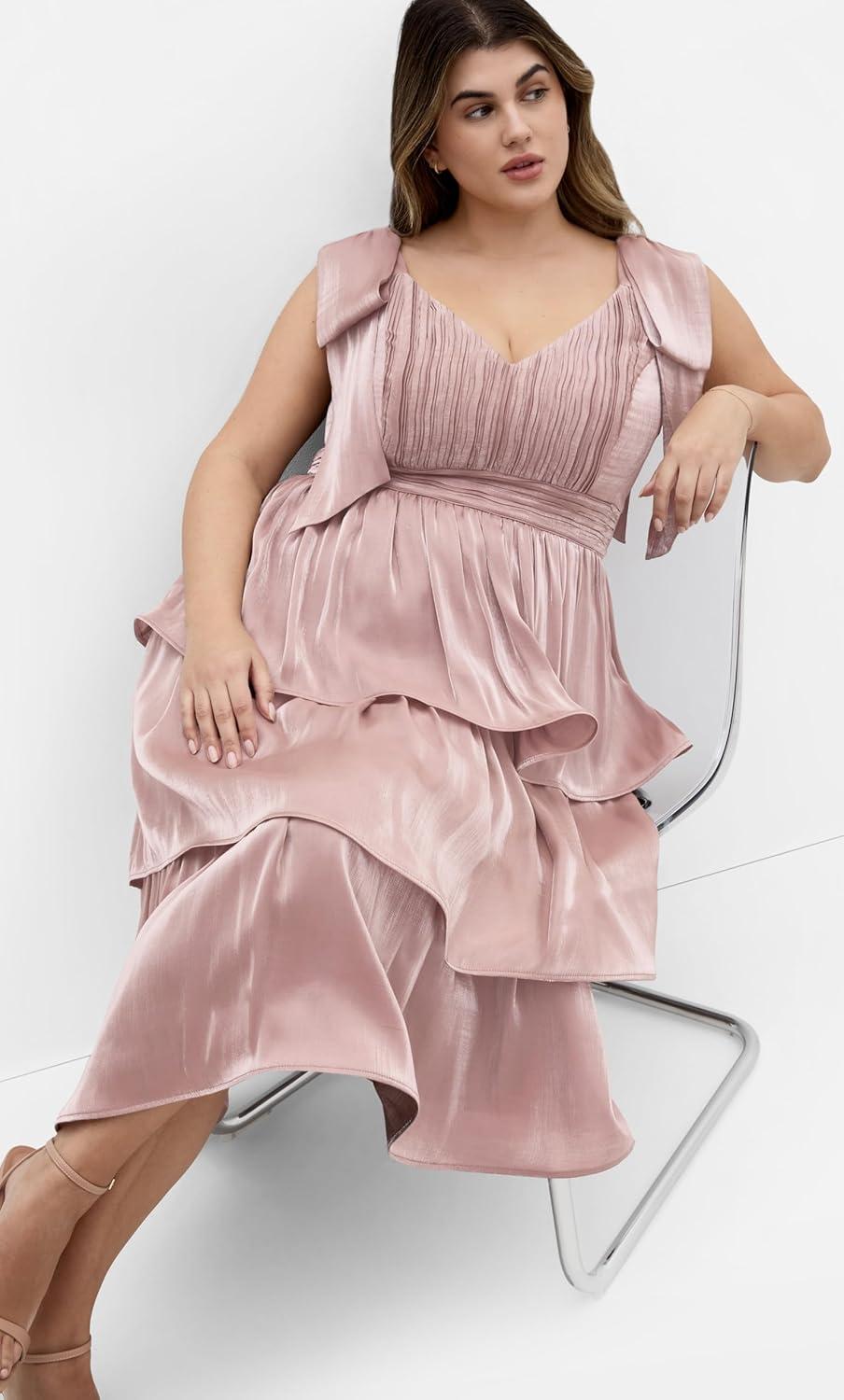 image:imageCity Chic Womens Plus Size Cocktail Dress Betty Bow MidiPink Champagne