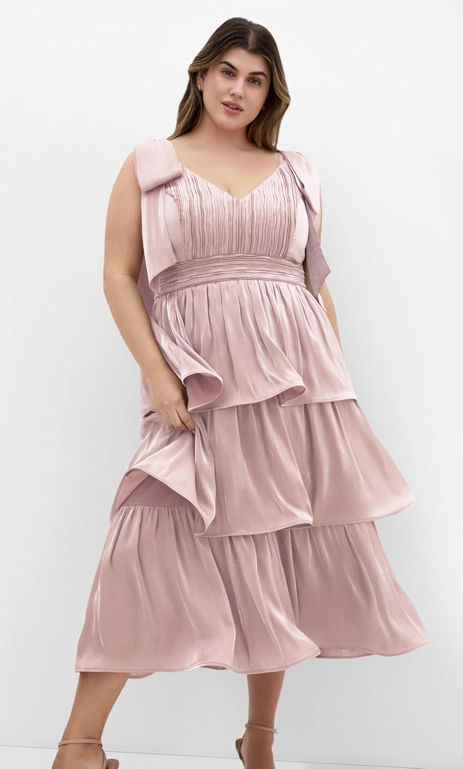 image:imageCity Chic Womens Plus Size Cocktail Dress Betty Bow MidiPink Champagne