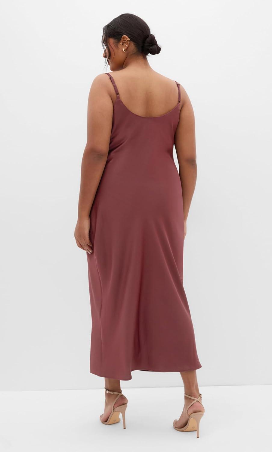 image:imageCity Chic Womens Plus Size Cocktail Dress Satin SlipChocolate Cherry
