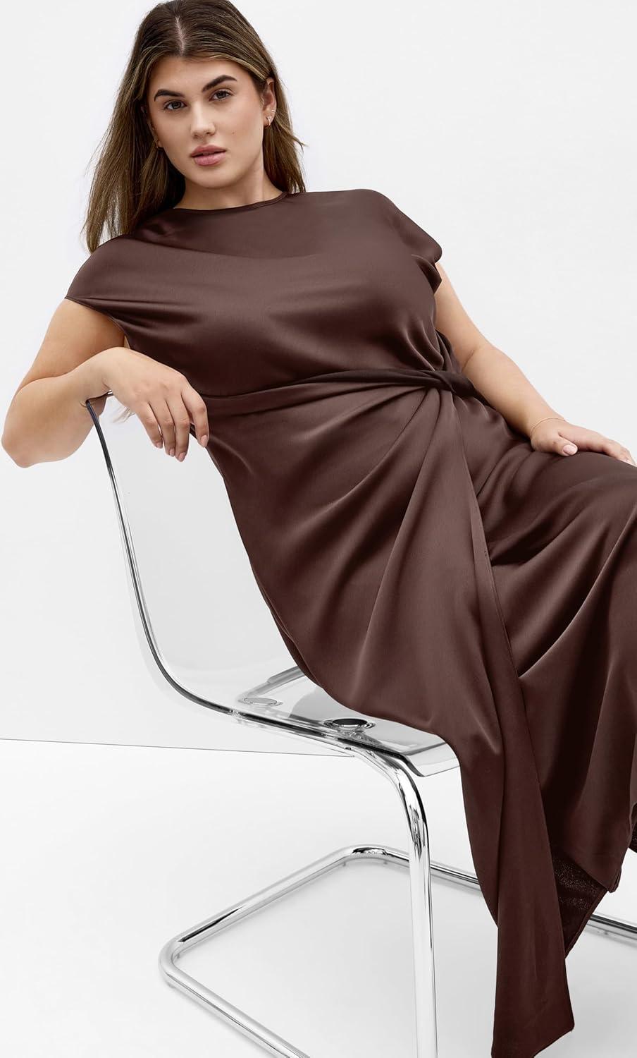 image:imageCity Chic Womens Plus Size Dress Beatrix Knot SatinTruffle
