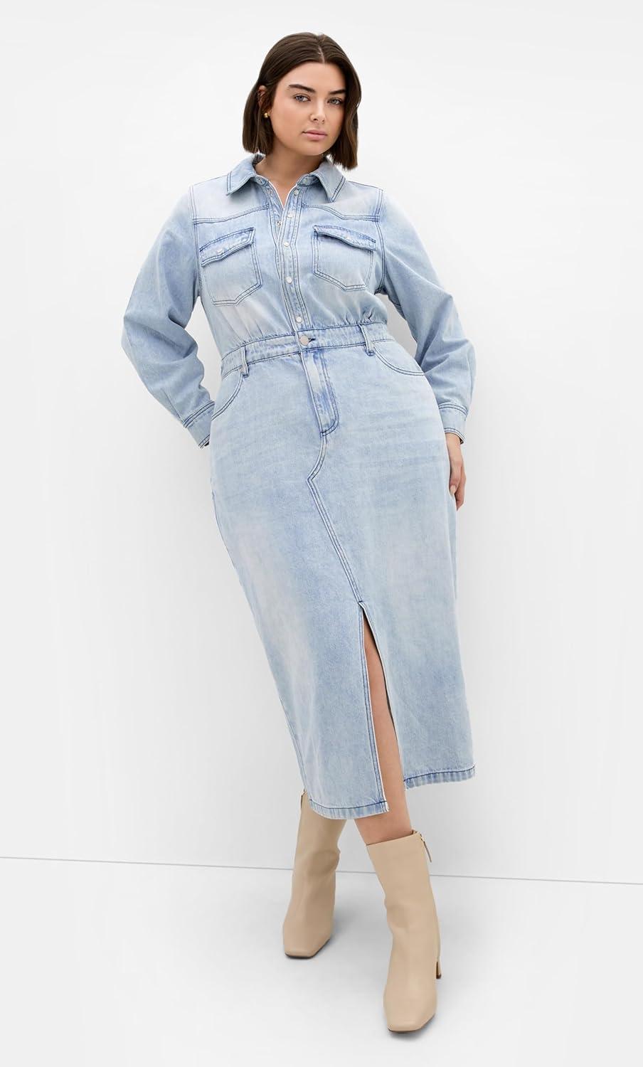 image:imageCity Chic Womens Plus Size Dress Elara DenimDenim Light