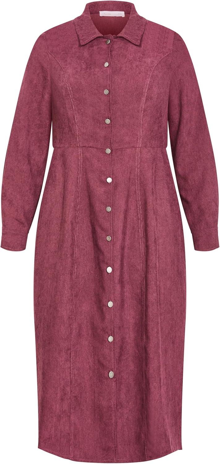 image:imageCity Chic Womens Plus Size Dress Leia Long Sleeve MidiBeet Red