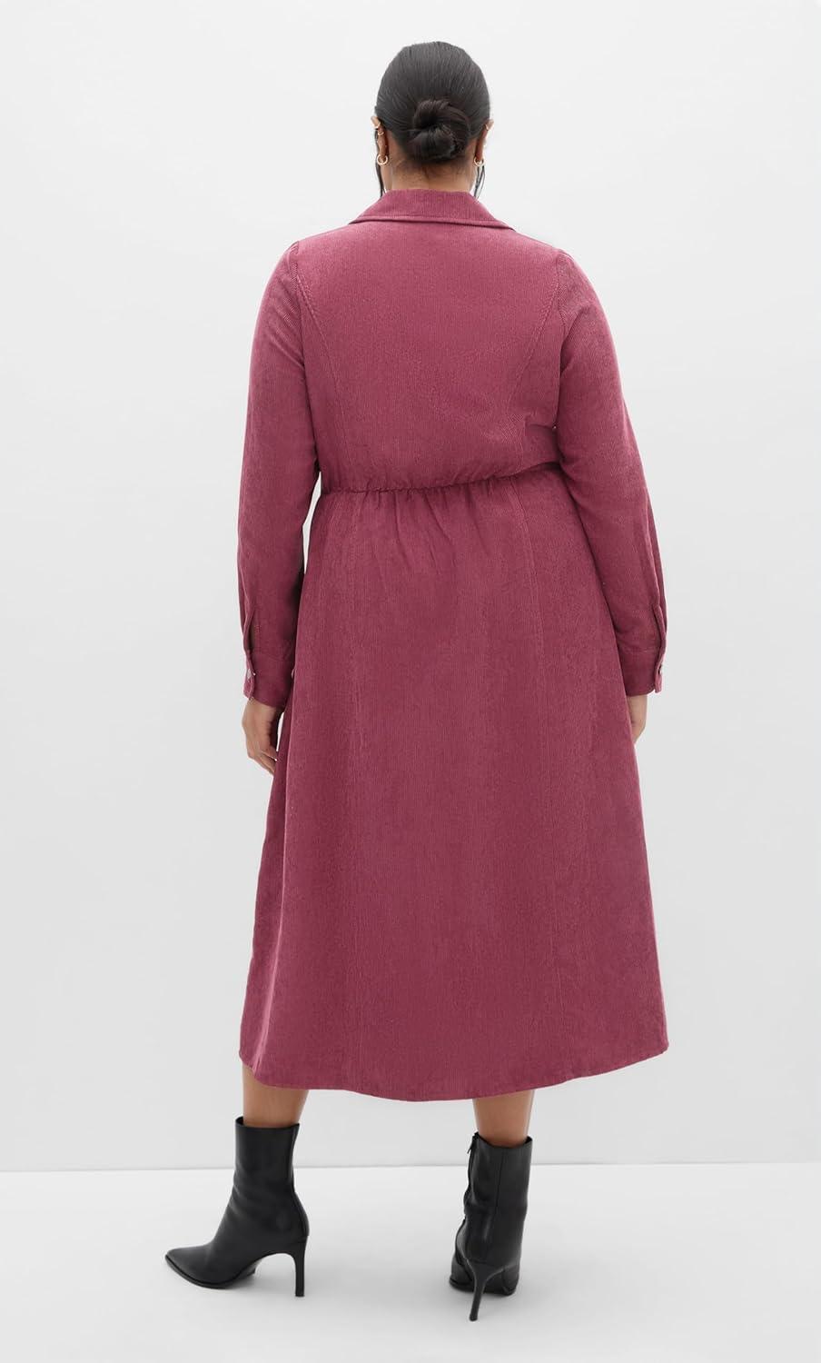 image:imageCity Chic Womens Plus Size Dress Leia Long Sleeve MidiBeet Red