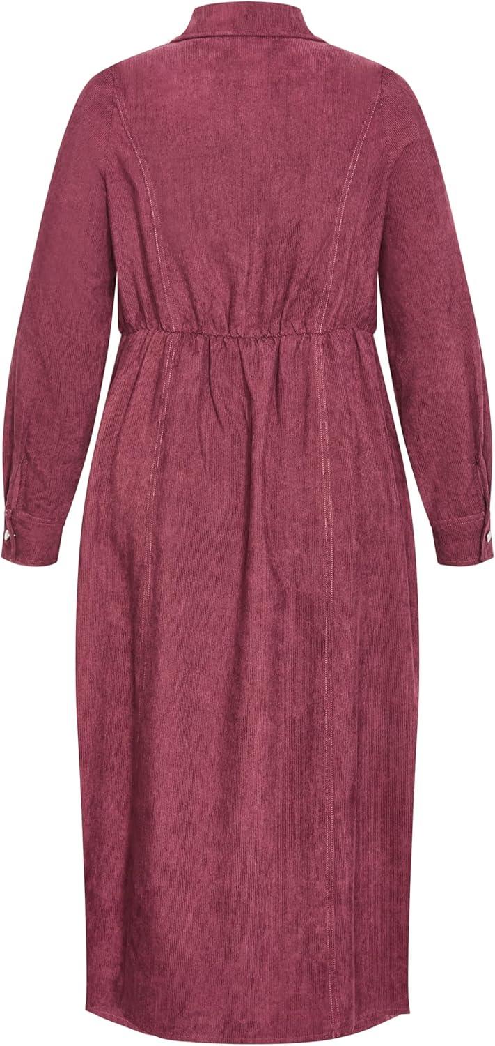 image:imageCity Chic Womens Plus Size Dress Leia Long Sleeve MidiBeet Red