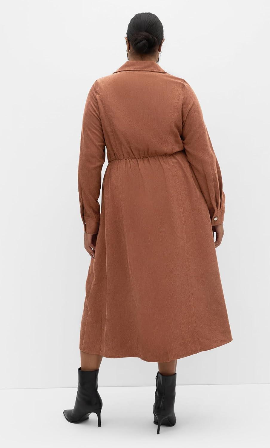 image:imageCity Chic Womens Plus Size Dress Leia Long Sleeve MidiCognac