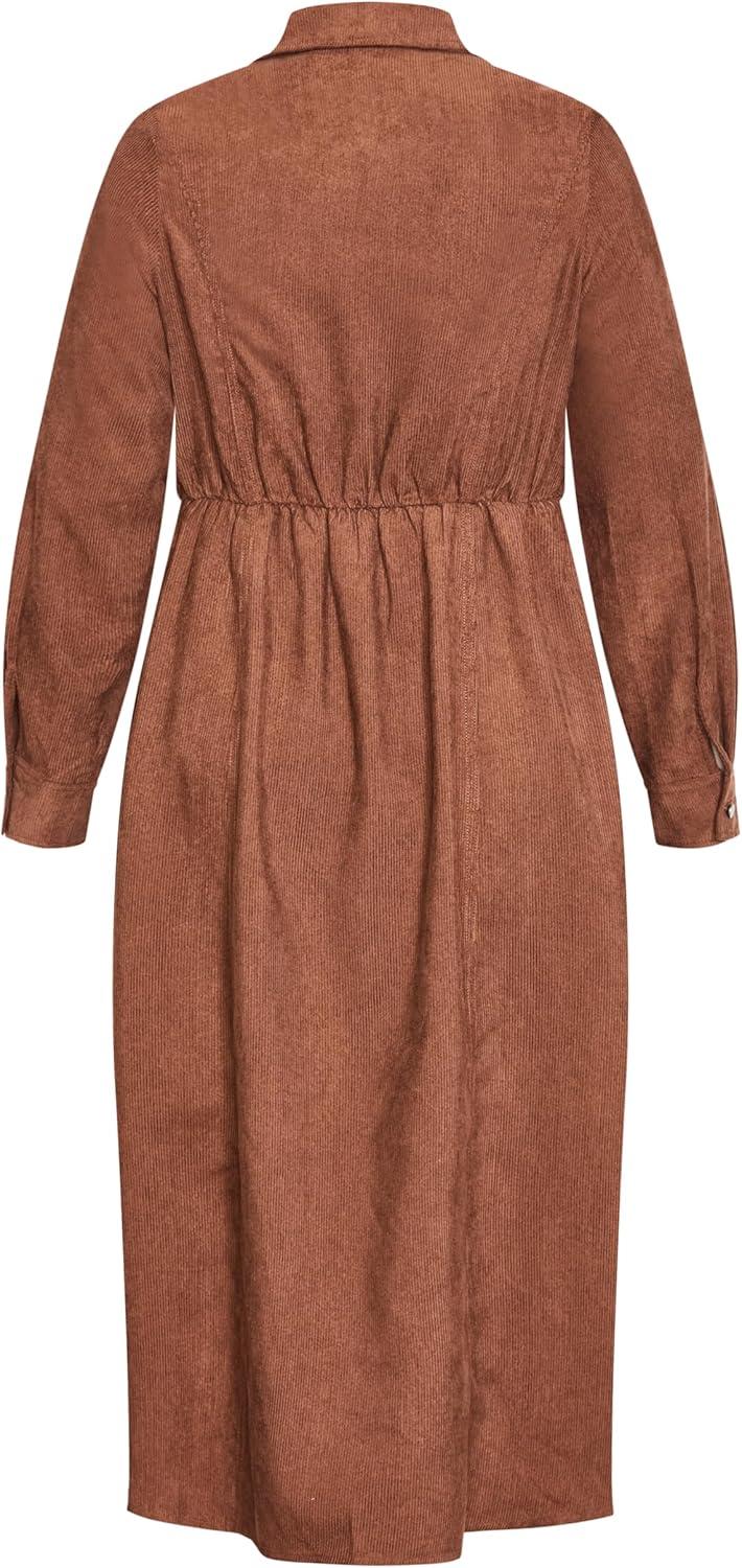 image:imageCity Chic Womens Plus Size Dress Leia Long Sleeve MidiCognac