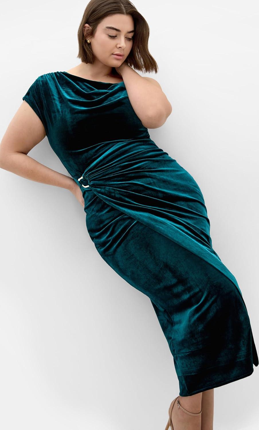 image:imageCity Chic Womens Plus Size Dress Vivi Velour MidiAzure