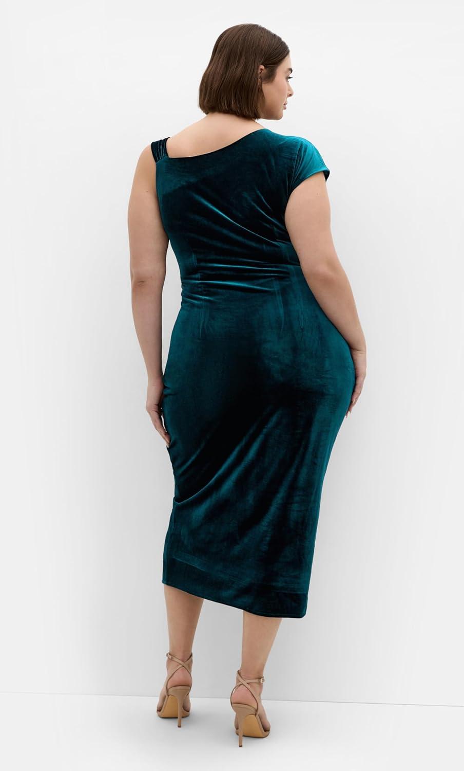 image:imageCity Chic Womens Plus Size Dress Vivi Velour MidiAzure
