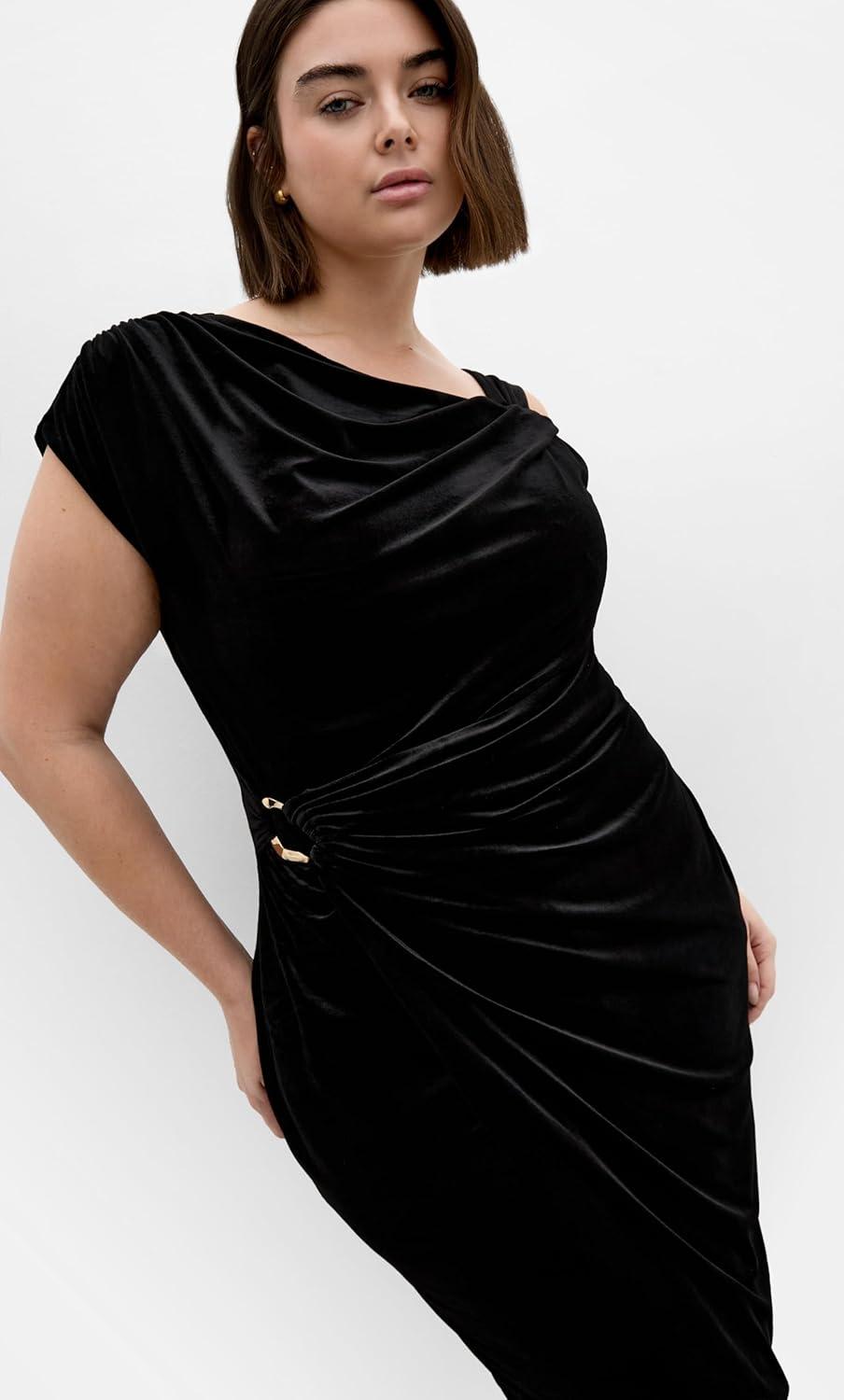 image:imageCity Chic Womens Plus Size Dress Vivi Velour MidiBlack