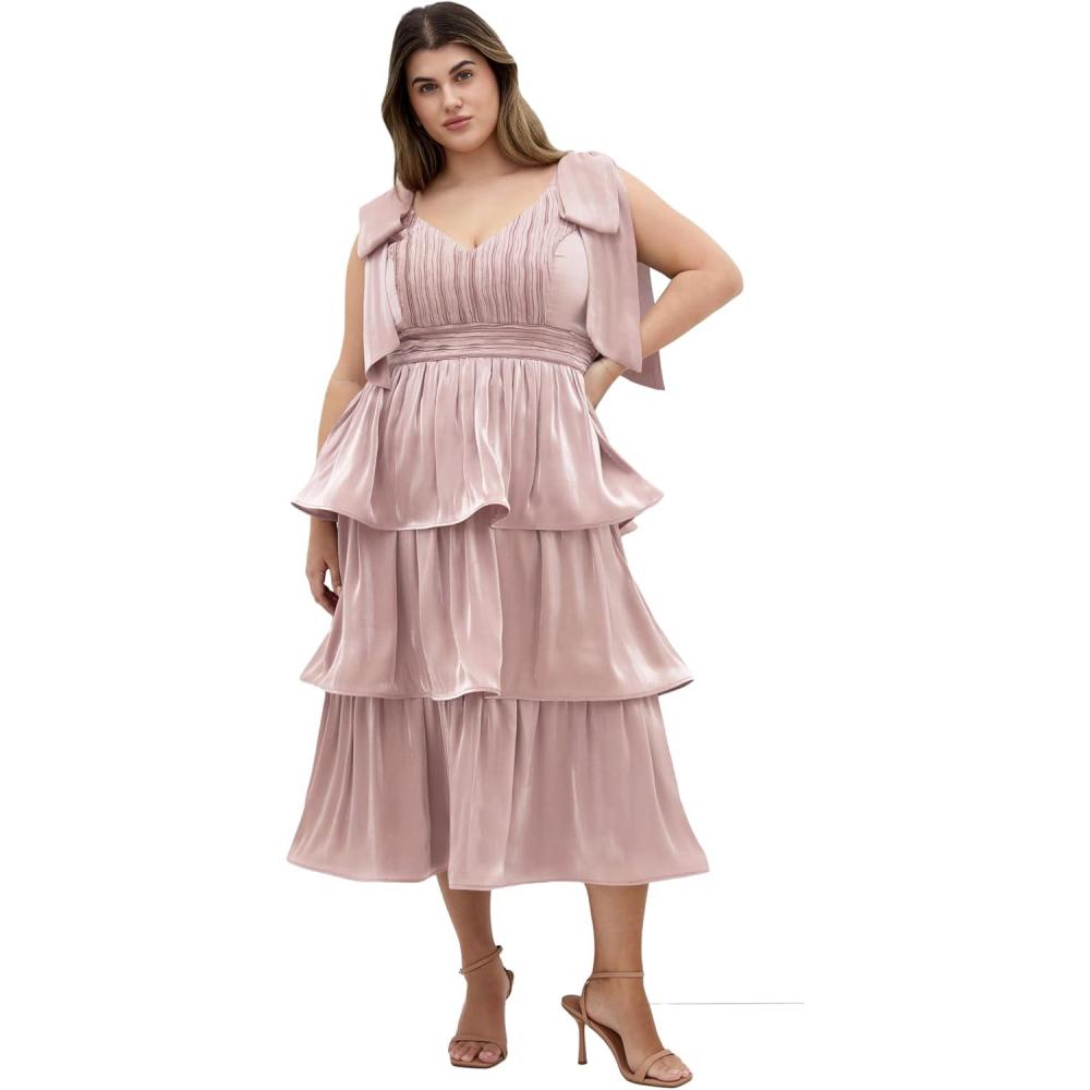 image:imageCity Chic Womens Plus Size Cocktail Dress  Betty Bow MidiPink Champagne