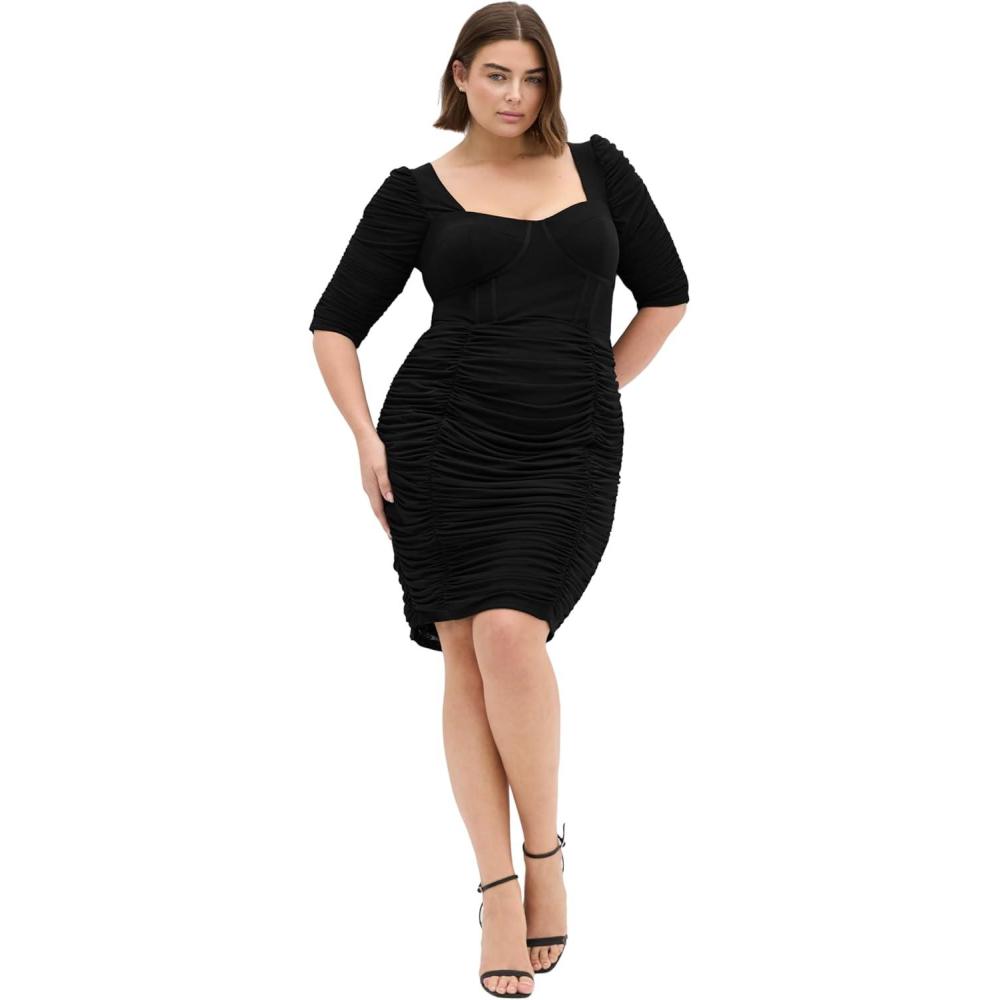 image:imageCity Chic Womens Plus Size Cocktail Dress Bustier Elbow SleeveBlack