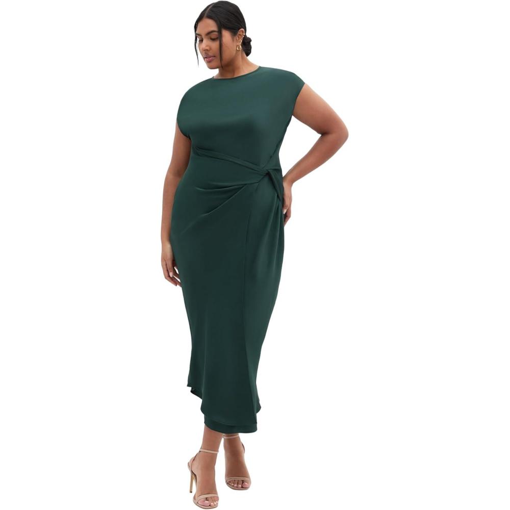 image:imageCity Chic Womens Plus Size Dress Beatrix Knot SatinForest